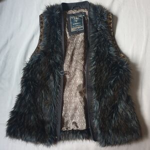 Guess Faux Fur Vest - Black and Brown